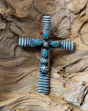 Sterling Silver w/ Kingman Turqoise Cross Pendant