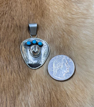 Sterling Silver w/ Sleeping Beauty Turquoise Cowboy Hat Necklace 18"