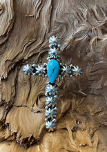 Sterling Silver w/ Kingman Turquoise Cross Pendant