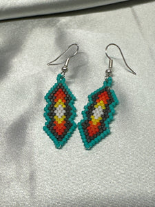 Brick Stitch Beaded Dangle Earrings