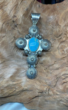 Sterling Silver Cross Pendant w/ Kingman Turquoise