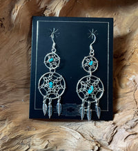 Sterling Silver Dream Catcher Earrings w/Sleeping Beauty Turquoise