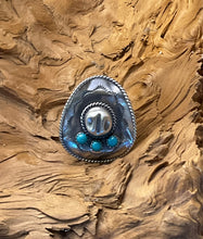 Sterling Silver w/ Sleeping Beauty Turquoise Cowboy Hat Ring size 5