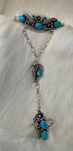 Sterling Silver w/ sleeping Beauty Turquoise Slave Bracelet w/size 7 Ring