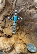 Sterling Silver w/ Kingman Turquoise Cross Pendant