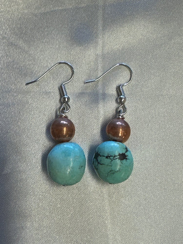 Copper Dangle Earrings w/ Embellishments