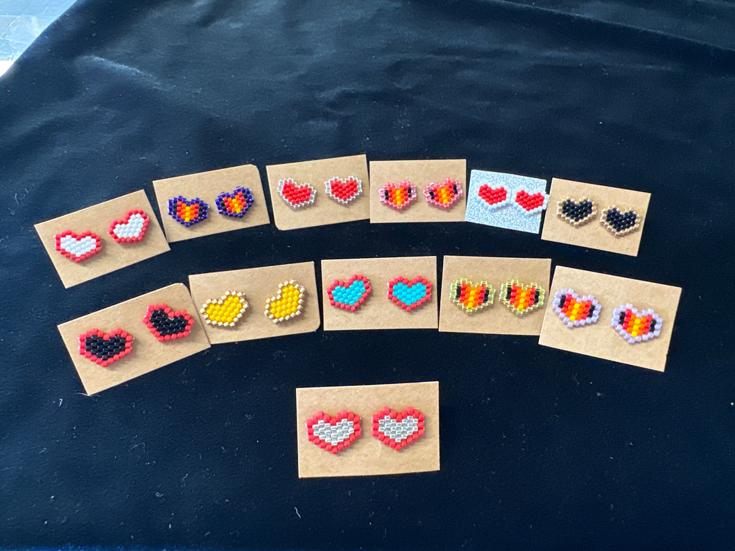 Beaded Heart Studs