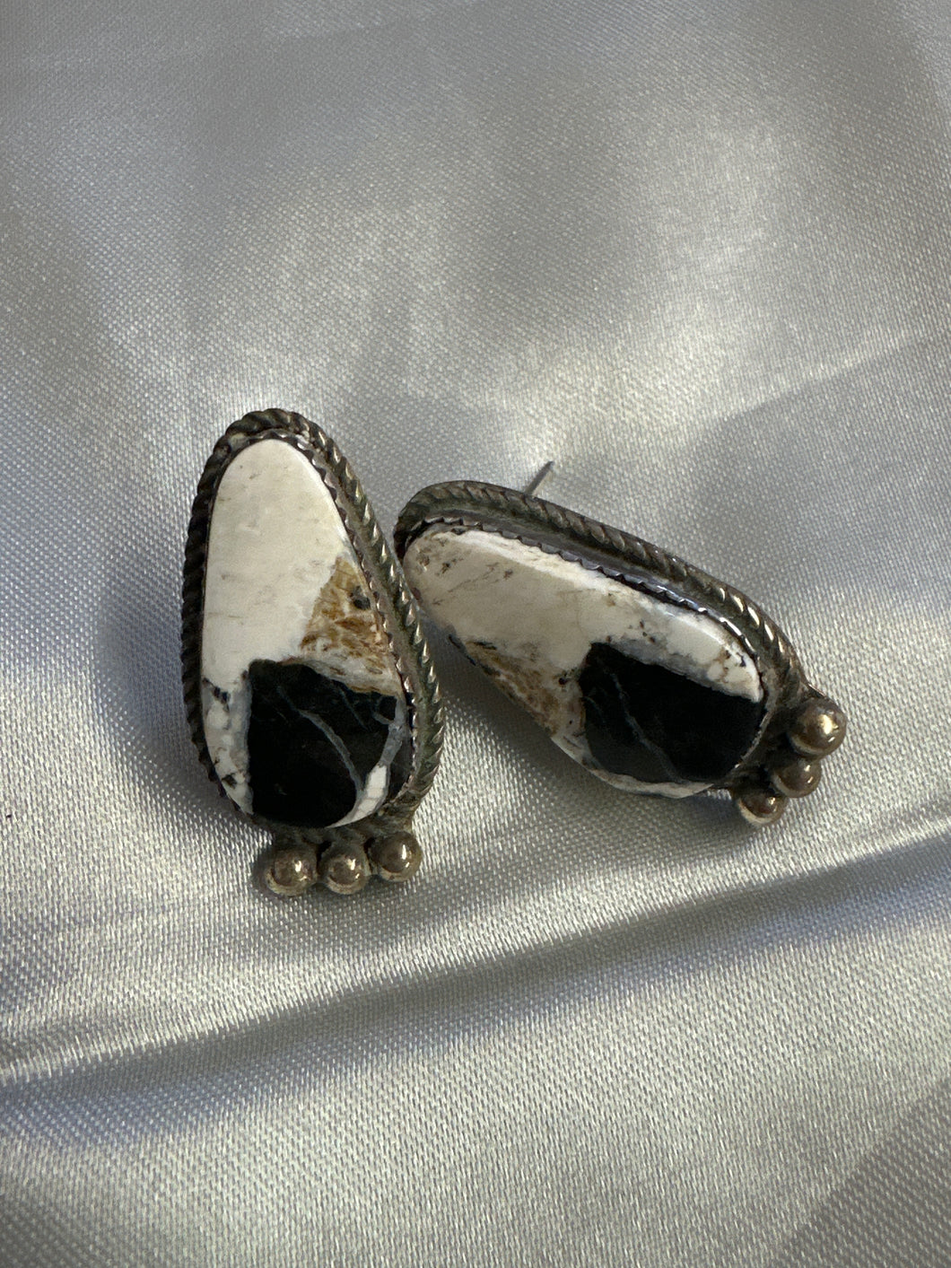 White Buffalo Sterling Silver Earrings
