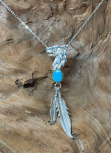 Sterling Silver Eagle Head w/ Sleeping Beauty Turquoise Pendant
