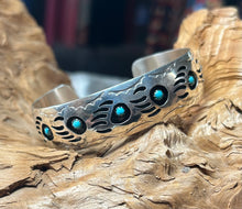 Sterling Silver Bear Paw Bracelet w/ 10 Sleeping Beauty Turquoise Stones