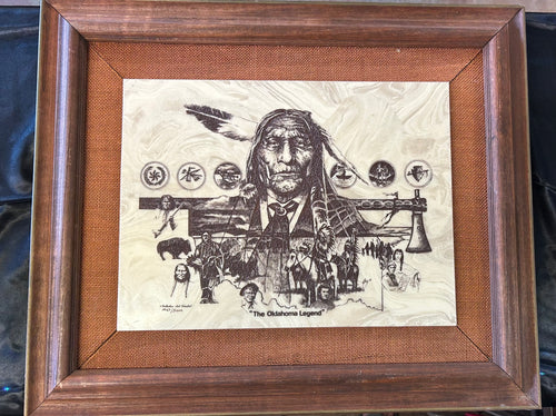 Framed Etched Native American Art