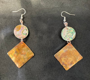 Copper Dangle Earrings w/ Embellishments