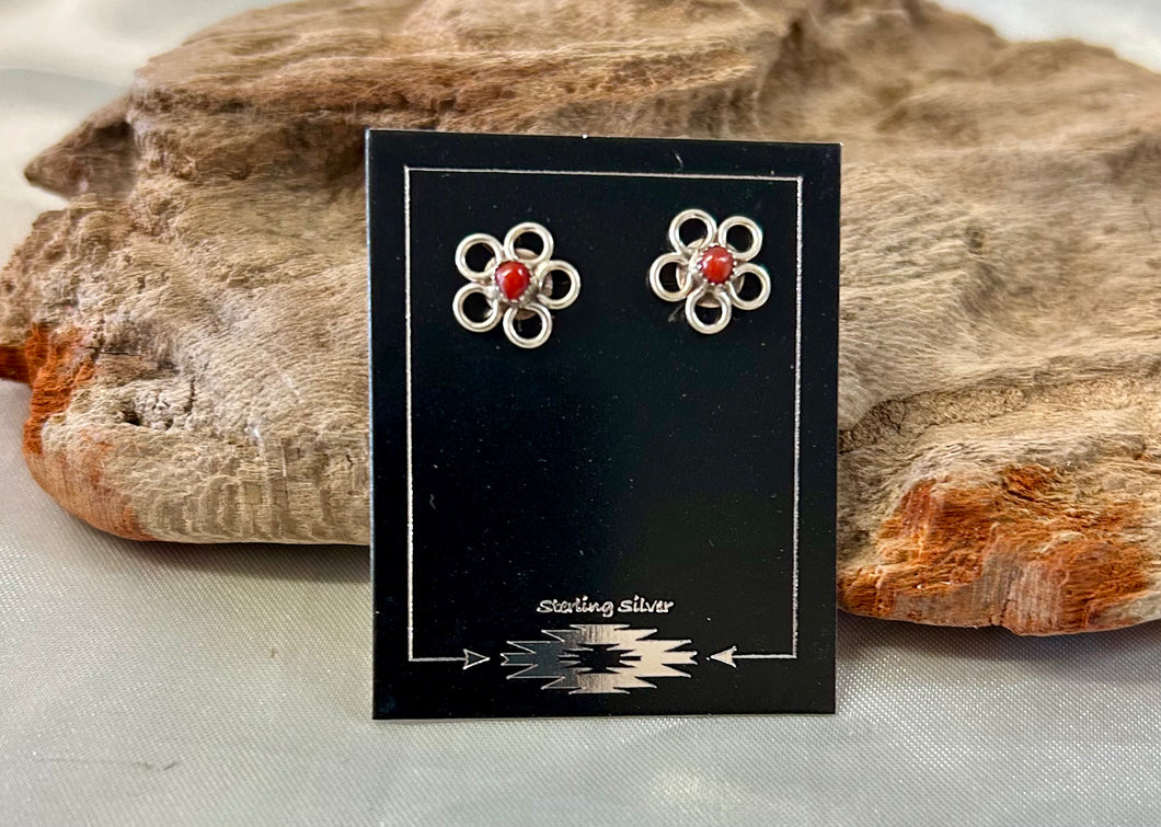 Turquoise & Different Stone Sterling Silver Small Stud Earrings