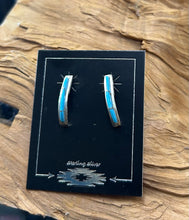 Zuni Sterling Silver Stud Earrings w/ Sleeping Beauty Turquoise