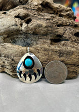 Sterling Silver Bear Paw Necklace w/ Sleeping Beauty Turquoise 20"