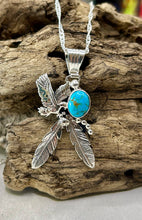 Sterling Silver Eagle Necklace w/ Turqoise Mt. Stone  24"