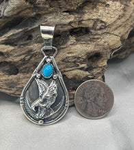 Sterling Silver Eagle Pendant w/ KIngman Turquoise