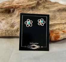 Turquoise & Different Stone Sterling Silver Small Stud Earrings