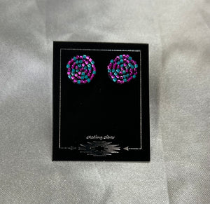 Beaded Round Stud Earrings