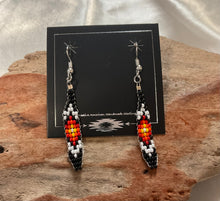 Beaded Feather Dangle Earrings