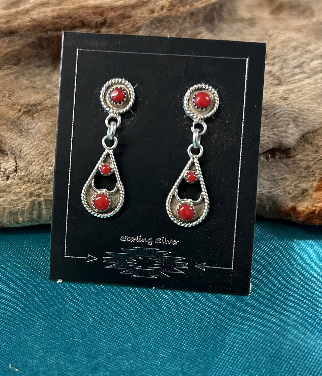 Red Coral Sterling Silver Earrings