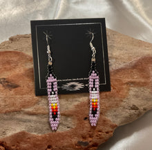 Beaded Feather Dangle Earrings
