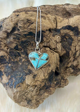 Sterling Silver Kingman Turquoise Heart Necklace 18"