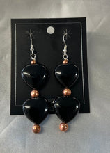 Black Onyx Heart Dangle Earrings