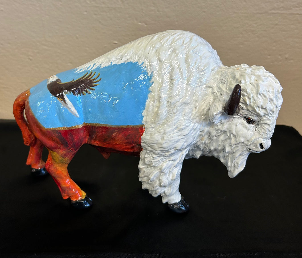 Painted Small Buffalo Statue #3