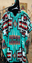 Native Print Plush Poncho W/Hood