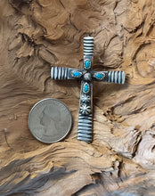 Sterling Silver w/ Kingman Turqoise Cross Pendant