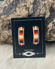 Sterling Silver Beaded Hoop Stud Earrings