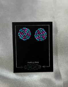 Beaded Round Stud Earrings