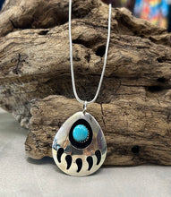 Sterling Silver Bear Paw Necklace w/ Sleeping Beauty Turquoise 20"