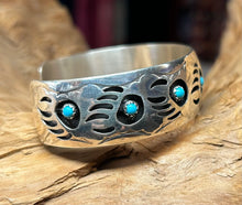 Sterling Silver Bear Paw Bracelet w/ 9 Sleeping Beauty Turquoise Stones