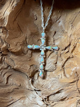 Sterling Silver w/ Opal Cross Necklace