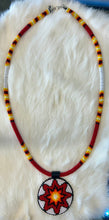 Beaded Cord Necklace w/ Star Medallion 26"