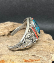 Skyhorse Turquoise and Red Coral Sterling Silver Bracelet