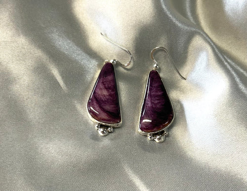 Purple Spiny Sterling Silver Earrings