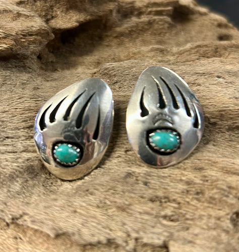 Bearpaw Sterling Silver Turquoise Earrings