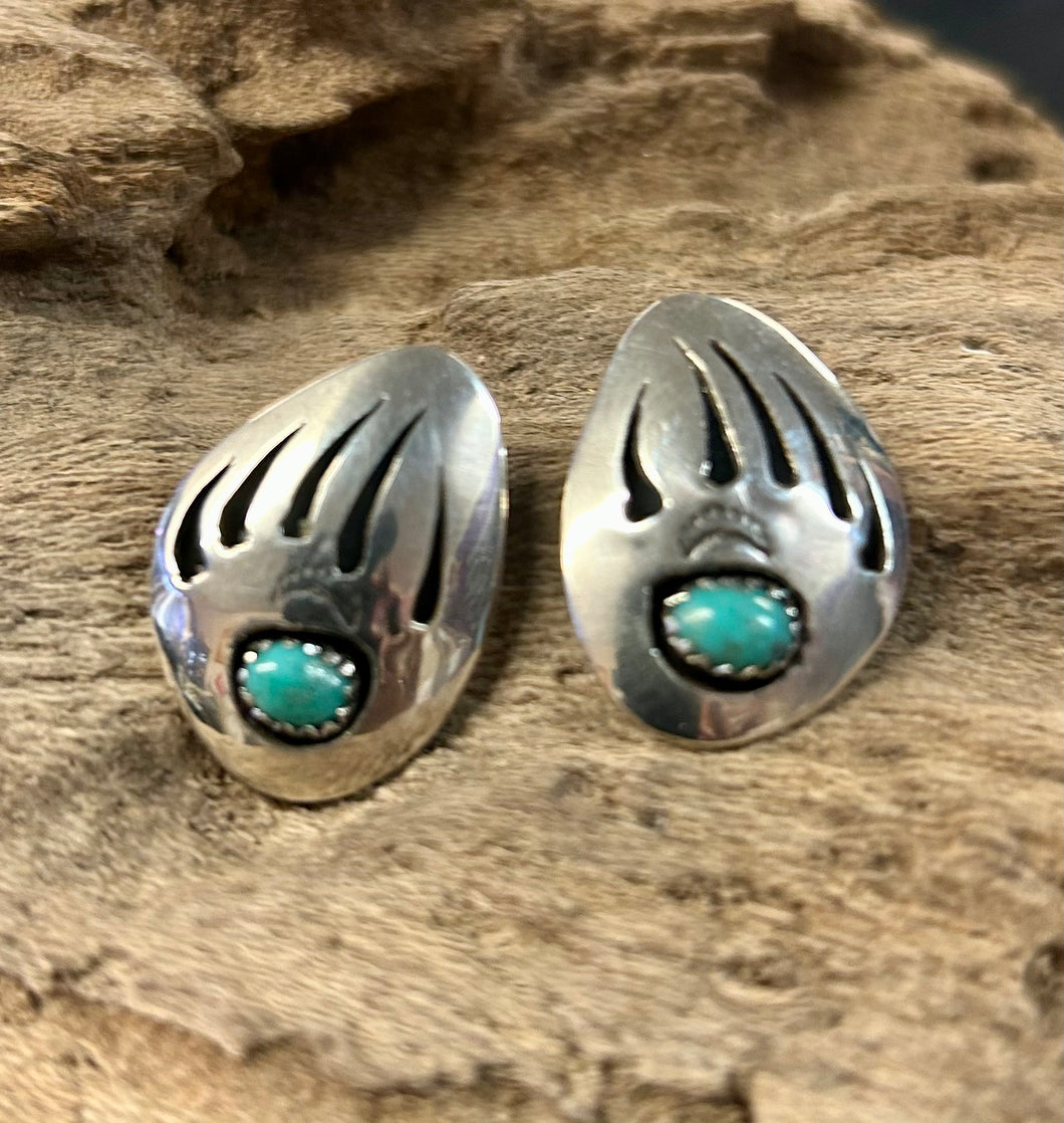 Bearpaw Sterling Silver Turquoise Earrings