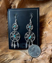Sterling Silver Dream Catcher Earrings w/Sleeping Beauty Turquoise