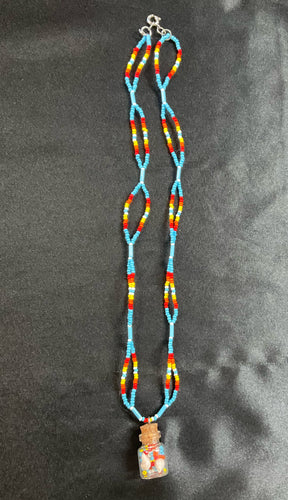 Double Strand Bead Necklace with Shell Charm