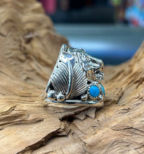 Sterling Silver Men's Bear Ring w/ Sleeping Beauty Turquoise size 10
