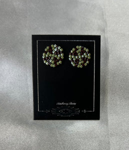 Beaded Round Stud Earrings