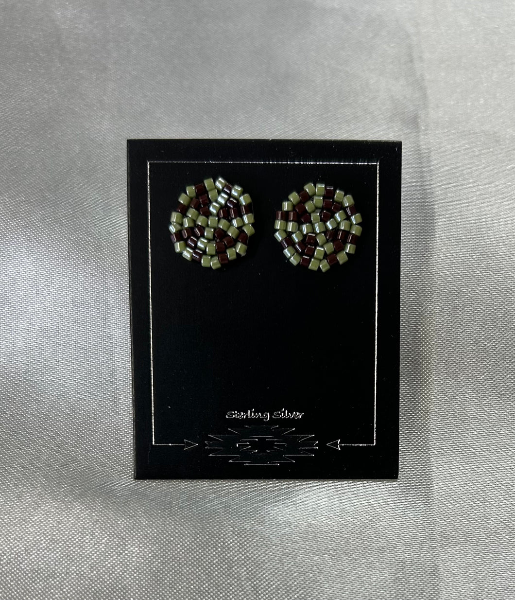 Beaded Round Stud Earrings