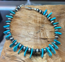 Navajo Pearl Sterling Silver Bracelet w/ Chunk Turquoise