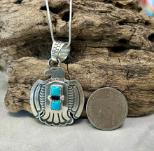 Sterling Silver Thunderbird Necklace w/ Sleeping Beauty Turquoise 20"
