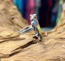 Sterling Silver Inlay Multi-Stone/Shell Butterfly Ring size 9.5