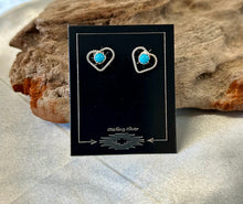 Turquoise & Different Stone Sterling Silver Small Stud Earrings